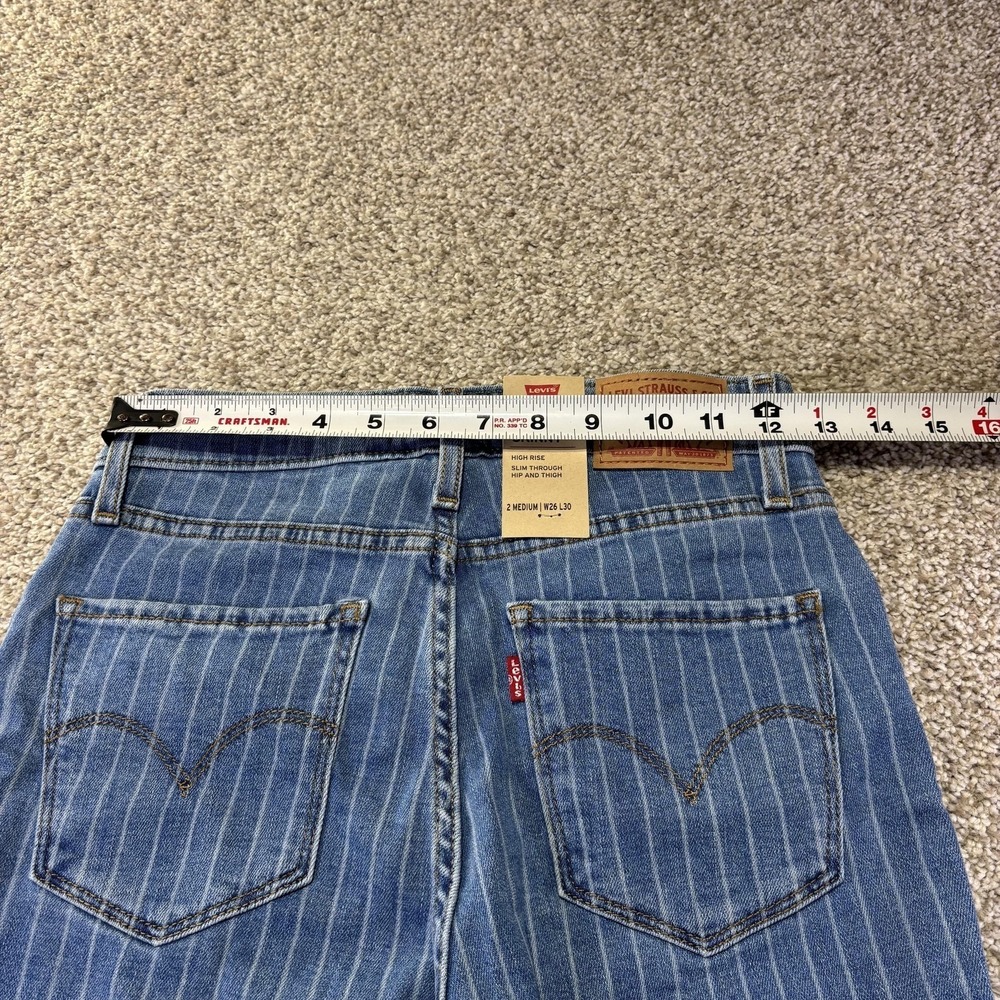 Levis 721 High Rise Skinny Jeans Womens 2 Medium Blue Pinstripe W26 L30 Denim - Picture 6 of 15